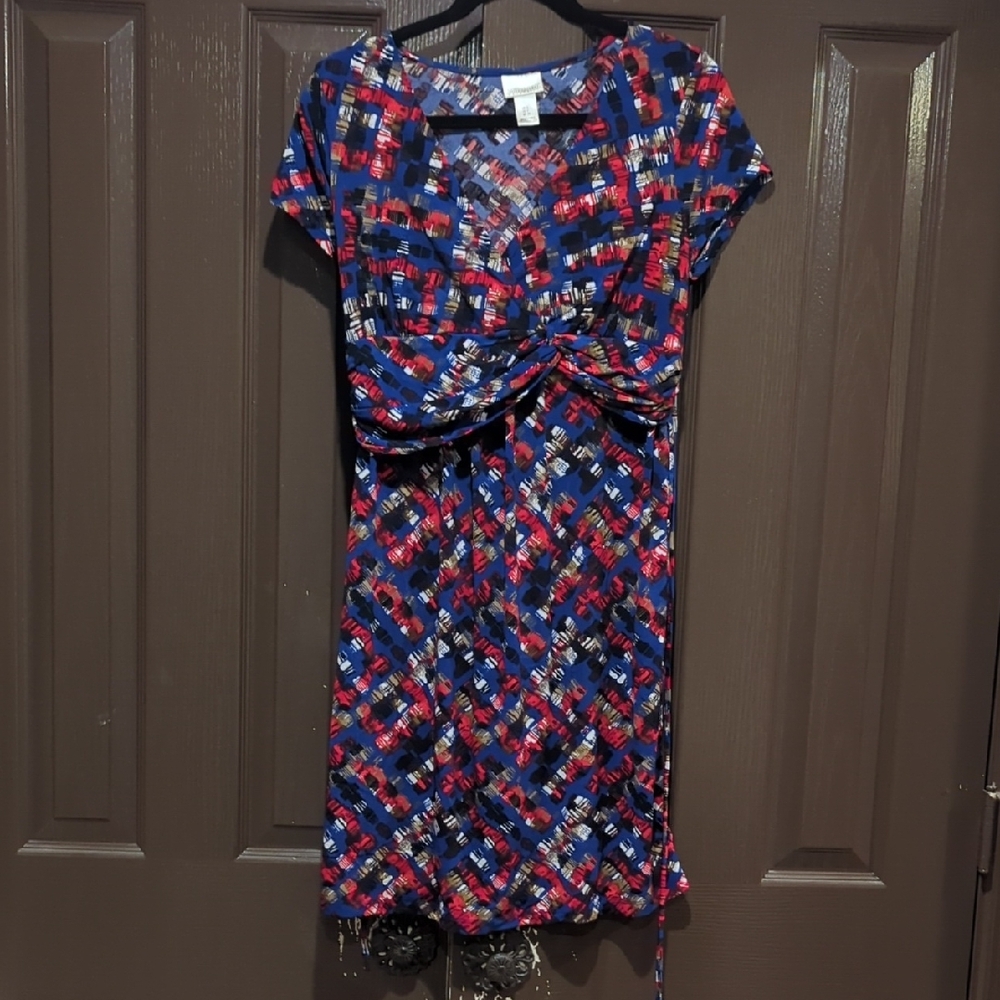 Motherhood Maternity Colorful Geometric Print Dress